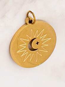 1 Pc 18K Gold Plating Stainless Steel Carabiner Chain Necklace With Heart Bow Moon Flower Pendant, Interchangeable DIY Charm Necklaces, Water Proof - Multicolor - View 13