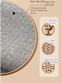 1 Peça Tapete Decorativo de Juta Falsa Lavável Bicolor (Bege e Branco), Tapete Redondo, Tapete de Quarto ao Lado da Cama, Tapete para Área Externa, Design Contrastante, Pegada Falsa, Base Antiderrapante de TPR, Decoração Doméstica Única, Presente de Ano Novo, Adequado para Fotografia, Inauguração da Casa, Donos de Animais de Estimação, Múltiplos Tamanhos, Uso em Várias Cenas - Caramelo - Visão 5