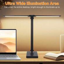Dual-Head LED Desk Lamp, USB Powered, 5 Lighting Modes & Dimmable, Bedside Lamp, Reading, Crafting, Work, Study - Square Bottom Double Head - View 7