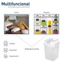 zxxBluelander uego de 7 Recientes ermeticos para Alimentos Organizacion de Cocina Alacena Sin BPA No Toxicos Etiqus de Identcacion Lavable 4 Tamaños mente b Blanco 7organizador de cocina - Blanco - Ver 3