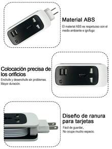 2 piezas Barra multicontacto con 1 enchufes, 2 puertos USB,Adecuado para el hogar, la oficina, los viajes, etc. - Multicolor (2 piezas) - Ver 2