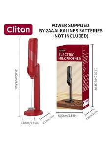 CLITON 電動牛奶起泡器 6色（黑色、白色、藍色、綠色、粉色、紅色），3款選擇：單件、塑膠、不鏽鋼，簡約設計，AA電池供電（不含電池），靜音便攜攪拌器，適用咖啡、廚房，聖誕節與婚禮禮物 - 彩色 - 查看 18