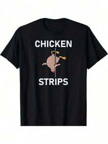 Shirts For Men Men's Chicken Stripes Graphic-Shirt -% Cotton, Black Crew Neck, Short Sleeve, All-Season Casual Wear, Washable Men's Casual Print Round Neck Short Sleeve T-Shirt Men Women T-Shirt Print Tee - 黑色 - 查看 1