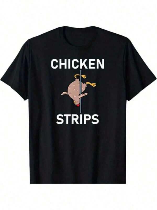 Shirts For Men Men's Chicken Stripes Graphic-Shirt -% Cotton, Black Crew Neck, Short Sleeve, All-Season Casual Wear, Washable Men's Casual Print Round Neck Short Sleeve T-Shirt Men Women T-Shirt Print Tee