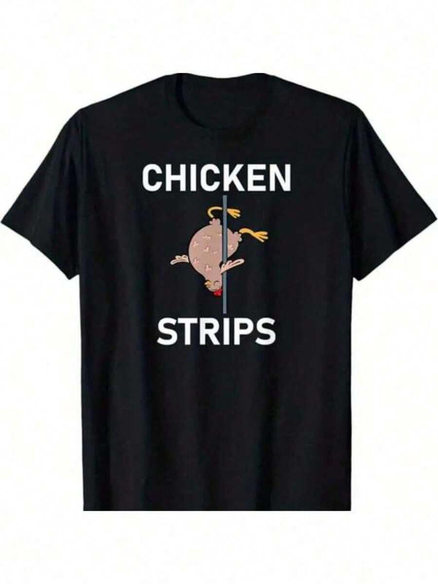 Shirts For Men Men's Chicken Stripes Graphic-Shirt -% Cotton, Black Crew Neck, Short Sleeve, All-Season Casual Wear, Washable Men's Casual Print Round Neck Short Sleeve T-Shirt Men Women T-Shirt Print Tee - 黑色 - 查看 1