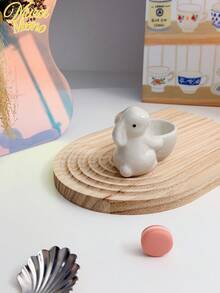 1pc European Style Creative Ceramic Rabbit Egg Cup, Small And Fresh Minimalist Decoration For Breakfast Table, Living Room, Kitchen, Gift, Egg Stand, Serving Tool Christmas Gift - Multicolor - View 6