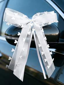 10/20pcs Heart Shaped Ribbon Bows | Wedding Party Backdrop Bouquet Car Decor Chiffon Bows | New Year Mother's Day Birthday Party Decor Gift Box Floral Decoration - White - View 7