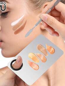 HMQ beauty Stainless Steel Foundation Make-Up Makeup Mixing Board Makeup Board Makeup Shovel Spatula Eye Shadow Nail Polish Makeup Tool - Silver - View 2