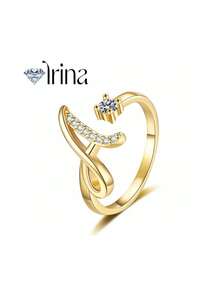 1pc English Letter Zirconia Ring, Finger Ring Jewelry - Multicolor - View 2