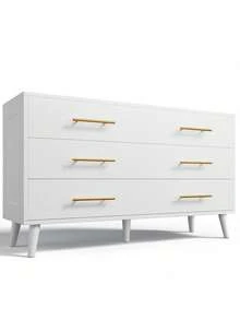 47.5'' Vanity For Bedroom, Modern 6 Drawer Wood Storage Cabinet  Dresser With Metal Handles, Wide Chest Of Organizer Storage Drawers ForBedroom, Living Room, Hallway, Entryway, White - 白色 - 查看 10
