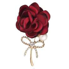 1pc Elegant Fashion Wedding Bride Groom Rose Flower Brooch With Rhinestone Bow Tie, Suitable For Daily Wear, Wedding Ceremony, Gala, Business Meeting, Back To School, Teacher's Day, Valentine's Day, Mother's Day Gift - Multicolor - View 9