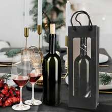 Paquete de 20 Bolsas de Regalo para Vino Cyblinia con Ventana Transparente de 14.2 x 4.9 x 3.4 Pulgadas, para Bodas, San Valentín, Cumpleaños y Fiestas - Negro998 - Ver 5
