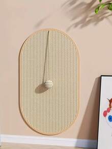 1pc Sisal Cat Scratching Board - Durable, Sofa- Scratching Pad With Cat Toy & Mat, Sisal Anti-Scratch Pad For Sofa Protection, Wear-Resistant Cat Claw, Multi-Functional Scratching Board Wall Sticker Toy - Oval-shaped Large Sisal Cat Scratching Board 58*36cm - View 4