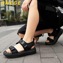 1 Pair Summer Children's Minimalist Outdoor Beach Sandals, Academy Style Breathable Non-Slip Wear-Resistant Flat Sandals For Kids - Black - View 9
