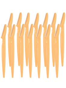 40/20件套咖啡色眉毛修剪器和剃须刀套装,眉毛修剪器和剃须刀,去角质和脱毛工具,身体脱毛修剪器和面部及眉毛剃须刀套装,长柄刀片配有精密保护盖,适合女性旅行时修眉,赠品,旅行,平价好物,旅行必备 - 黃色 - 查看 4