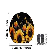 1pc Nordic Style Faux Wool Sunflower Floral Print 3-Piece Bathroom Set/Bath Mat/Non-Slip Rug, High-Quality Faux Wool Material, Soft, Comfortable, Non-Slip, Suitable For Bathroom, Toilet And Other Areas - Multicolor - View 8