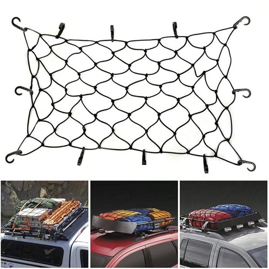 Car Roof Top Cargo Net Elastic Mesh Luggage Rope Cover Organizer Net Car Roof Rack - 90 cm x 120 cm - Ver 1