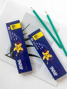 12pcs Starfish HB Pencils, Plastic Eraser Pencils Stationery Writing 12pcs Box Set Student Drawing Writing Pen - Pencil - View 1