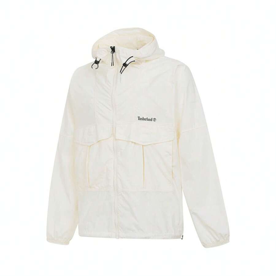 Timberland 男士 AF 防风防紫外线 DWR 防水连帽夹克 梭织连帽夹克 A6AJY-CM9 - 白色 - 查看 1
