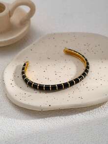 1 chiếc vòng tay nữ bằng thép không gỉ, mạ vàng, kiểu dáng tối giản hình tre, tráng men nhiều màu sắc, thích hợp cho các buổi hẹn hò, tiệc tùng và công sở. - vòng đeo tay - Xem 14