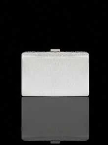 4-Piece Evening Jewelry Set With A Sparkling Rhinestone Clutch Box Bag, Luxurious New Ladies' Shoulder Evening Bag, Paired With A Rhinestone Pendant Necklace, Earrings, And Bracelet, Perfect With Women's Sparkling Dresses And Banquet Gowns, Suitable For Parties, Dinners, Gatherings, Balls, And Weddings. - Silver - View 8