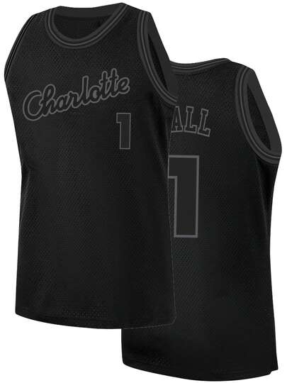 Men's Embroidered Basketball Jersey 1 Black Casual Sleeveless Vest V-Neck T-Shirt Party Sports Top