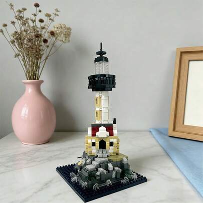 385pcs British Style Seaside Scenery Lighthouse Building Blocks Set, Precise Particles To Recreate The Leisurely Atmosphere Of The British Coast