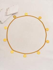 1pc Vintage Metal Coin Pendant Long Sweater Necklace, Party/Wedding Decoration, Holiday Gift - Yellow Gold - View 5
