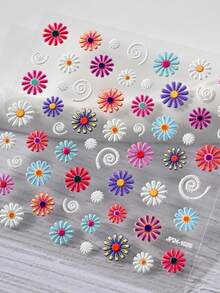 Bohemia Embossed Flower Nail Art Stickers Adhesive Sliders DIY Lip Rose Nails Polish Manicure Sticker Decals Nail Supplies - Multicolor - View 6