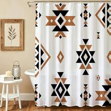 Western Shower Curtain Vintage Shower Curtain Abstract Farmhouse Boho G... - White - View 1