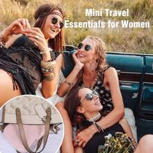 Organizador pequeño para joyas de viaje de 24 agosto mini artículos esenciales de viaje para mujeres joyero pequeño para niñas de 8 a 12 regalos de dama de honor regalos de cumpleaños para mujeres-B032 - Largo, rosa intenso - Ver 5
