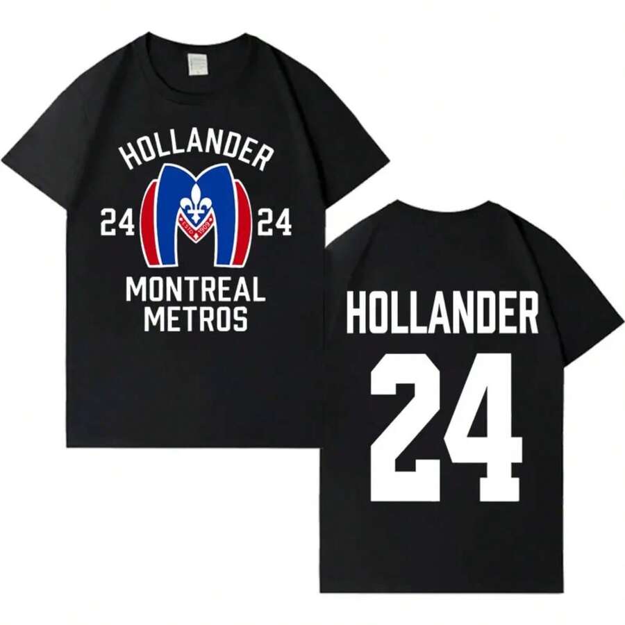 Heated Rivalry Shane Hollander 24 Montreal Metros Tre-Ndy Tee Shirt Men's Womens Gothic Oversized Cot - Đen 3 - Xem 1