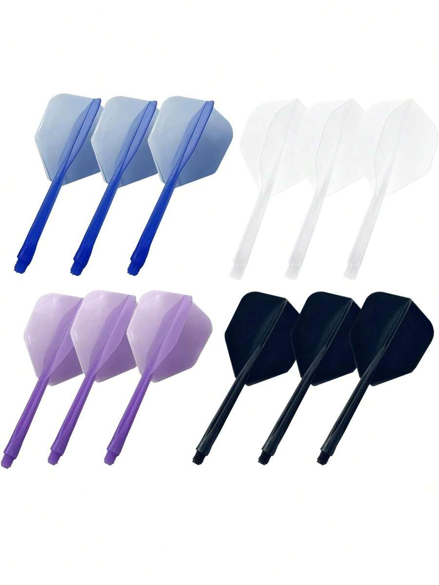 24/12个/5个一体式飞镖镖翼和镖杆，个性化不易碎二合一飞镖镖翼和镖杆套装 - 彩色 - 查看 1