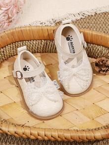 1 Pair Girls' Sweet Pearl Lace Princess Shoes, Soft Sole Anti-Slip, Versatile Breathable Performance Shoes - Beige - View 7