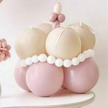 New Twilight Pink Ballet Style Bowknot Birthday Party Balloon Set - Beige - View 3