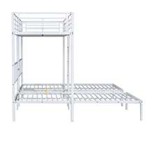 [30544849SAA] Letto a castello triplo con scaletta per bambini e ragazzi, letto in ferro con sponda di  e tavolo, nero 90x200cm*3 - Bianco - Visualizzare 11