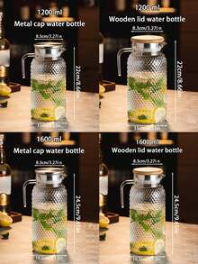 1pc Large Capacity Water Pitcher With Lid And Handle, Hammered Texture, Suitable For Juice, Herbal Tea, Milk, Hot And Cold Beverages, Great For Kitchen, Dining Room, Hotel, Picnic And More - Multicolor - View 3