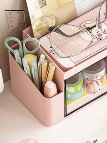 桌面化妆工具文具收纳盒，学生桌面文具子弹笔记收纳盒，抽屉式收纳盒，儿童发饰收纳盒，桌面子弹笔记笔筒，置物架 - 彩色 - 查看 6