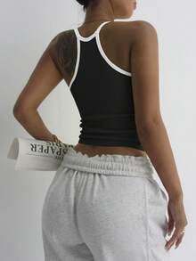 无缝针织运动文胸，带吊带设计 - 黑色 - 查看 5