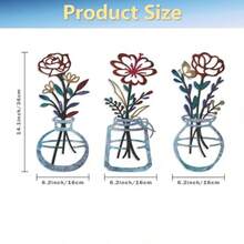 Pigort 3 piezas Flores de metal para pared para sala de estar y recámara arte de pared de metal rústico floral para decoración del hogar - como en la foto - Ver 2