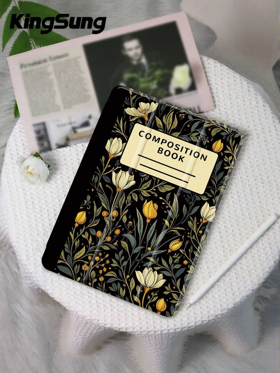 Jade Orchid Notebook Pattern Tablet Case, Compatible With IPad 9.7/10.2/10.5/10.9/12.9/Pro 11, 10th Generation, Compatible With Samsung Galaxy Tab S6 Lite 10.4-Inch, Compatible With Kindle Paperwhite 12th Gen 2024, Kindle (11th Generation) 2022 Version, Kobo Clara Color, Soft Fall Protection, Smart Stand/Auto Wake/Sleep