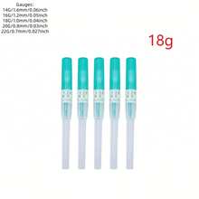 5 kim xỏ khuyên - 14G, 16G, 18G, 20G và 22G, chất liệu thép không gỉ 316L, thích hợp cho xỏ khuyên tai, mũi, vách ngăn mũi, rốn, trang sức và dụng cụ xỏ khuyên cơ thể, kim xỏ khuyên dùng một lần nhiều màu sắc, thích hợp cho xỏ khuyên tai, mũi, rốn, môi, lưỡi, sụn tai - Không mùi, vô trùng, không cần pin, vật tư xỏ khuyên sụn | Kim xỏ khuyên nhiều màu | Kim xỏ khuyên vô trùng - Nhiều màu - Xem 18
