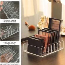 Organizador de maquillaje con cajones para paletas de sombras de ojos, polvos y separadores transparentes, caja de almacenamiento de plástico con soporte de exhibición de cosméticos para rubor en el escritorio, para vacaciones en la playa, colección de baño, colección de dormitorio, gran capacidad - transparente - Ver 5