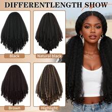 非洲V型分缝蓬松卷发假发，专为设计，无需胶水即可佩戴，发尾卷曲独特，合成材质，无需留出头发区域，夹式设计。 - 彩色 - 查看 5