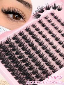 MAANGE 110pcs D-Curl Anime Style Thin False Eyelashes, 8-16mm Mixed Length, Fluff & Lengthening Individual Lashes, Suitable For Home Lash Extension - Black - View 2