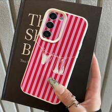 TPU Material Sweet Summer Girl Personalized Pink Striped Swimsuit Pattern Fashionable Phone Case Compatible With Samsung/A05s/A12/A13/A14/4G/A15/A21s/A23/A25/A32/5G/A34/A35/A50s/A51/A52/A53/A54/A55/A71/A72/A73/S10/S20FE/S20Ultra/S21Ultra/S22/S22Plus/S23/S24, Redmi 10C/12C/Note10/11/12/13/ProPlus/Note8/9Pro, Full Protective Soft Cover - White - View 1
