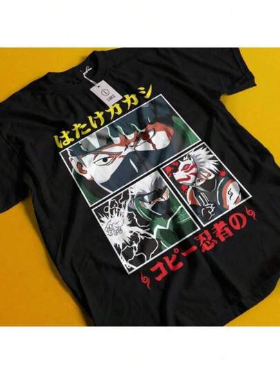 Mens Tshirts Cotton T Shirt Unisex Anime Graphic T-Shirt - Genuine Licensed Black Round Neck Short Sleeve Tee With High-Quality Print, Breathable & Sweat-Absorbent Fabric, All-Season Comfort, Full Sizes For Men & Women, Anime T Shirt, Casual Wear, Bold Design, Comfortable Fit Simple Style Men's Regular T-Shirt Men's Fashion Print Casual T-Shirt Casual Summer T-Shirt, Comfortable Outdoor Casual Wear