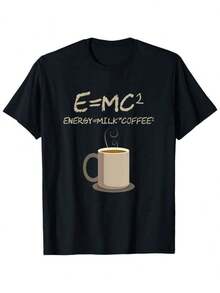 Men's T Shirts Funny Physics Coffee Lover Tee   Relaxed Fit Cotton Short Sleeve Shirt With Crew Neck For Casual Wear   Comfortable & Soft Fabric   Black S XXXL Men's Casual Print Round Neck Short Sleeve T-Shirt Standard Fit T-Shirt For Men - 黑色 - 查看 1