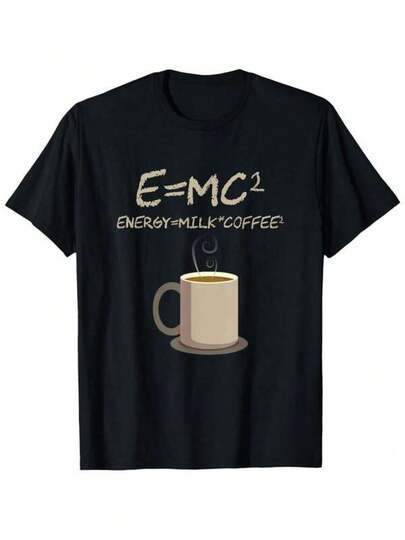 Herr-T-shirts Rolig fysik Kaffeälskare T-shirt Avslappnad passform Bomull Kortärmad T-shirt med Rund Hals För Vardagskläder Bekvämt & Mjukt Tyg Svart S XXXL Herr Casual Mönstrad Rund Hals Kortärmad T-shirt Standard Passform För Herrar