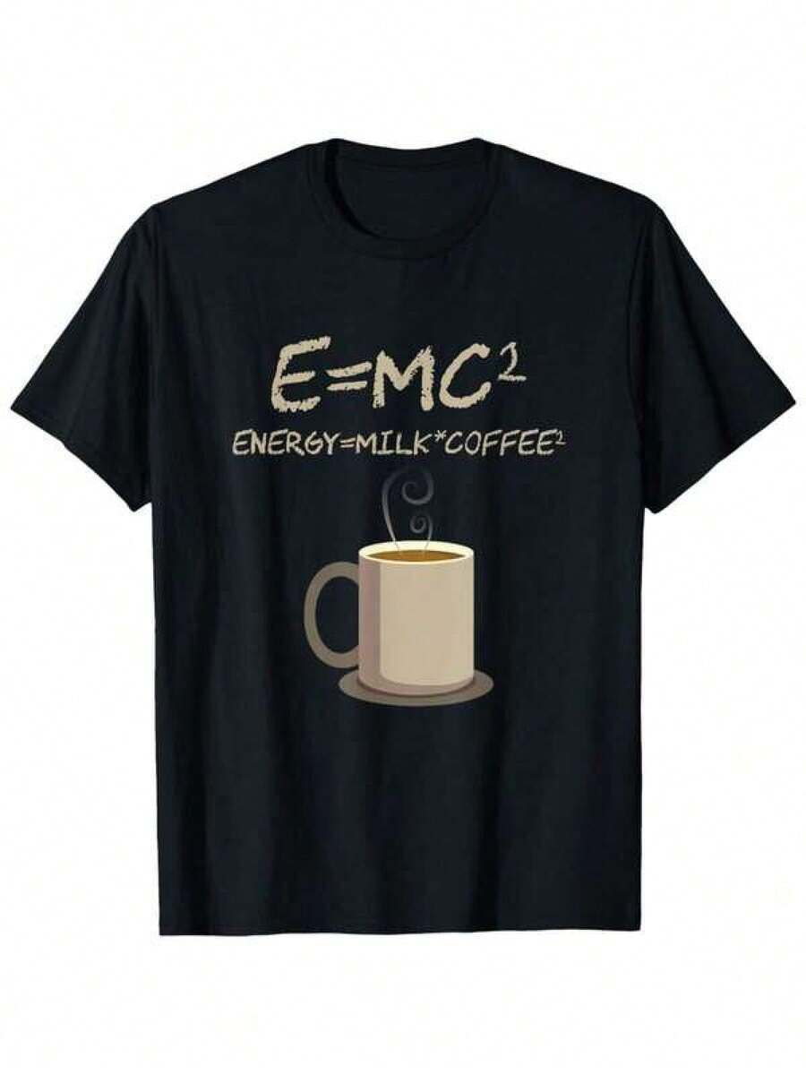 Men's T Shirts Funny Physics Coffee Lover Tee   Relaxed Fit Cotton Short Sleeve Shirt With Crew Neck For Casual Wear   Comfortable & Soft Fabric   Black S XXXL Men's Casual Print Round Neck Short Sleeve T-Shirt Standard Fit T-Shirt For Men - 黑色 - 查看 1
